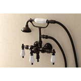 Aqua Vintage Three-Handle 2-Hole Tub Wall Mount Clawfoot Tub Faucet with Hand Shower