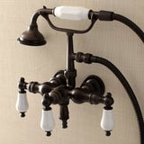 Aqua Vintage Three-Handle 2-Hole Tub Wall Mount Clawfoot Tub Faucet with Hand Shower