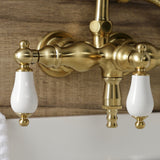 Aqua Vintage Three-Handle 2-Hole Tub Wall Mount Clawfoot Tub Faucet with Hand Shower