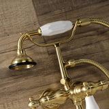 Aqua Vintage Three-Handle 2-Hole Tub Wall Mount Clawfoot Tub Faucet with Hand Shower