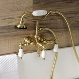 Aqua Vintage Three-Handle 2-Hole Tub Wall Mount Clawfoot Tub Faucet with Hand Shower