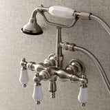 Aqua Vintage Three-Handle 2-Hole Tub Wall Mount Clawfoot Tub Faucet with Hand Shower