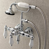Aqua Vintage Three-Handle 2-Hole Tub Wall Mount Clawfoot Tub Faucet with Hand Shower
