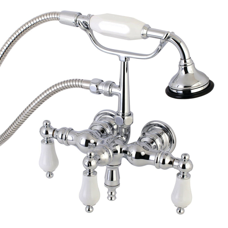 Aqua Vintage Three-Handle 2-Hole Tub Wall Mount Clawfoot Tub Faucet with Hand Shower