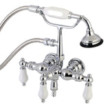 Aqua Vintage Three-Handle 2-Hole Tub Wall Mount Clawfoot Tub Faucet with Hand Shower