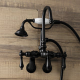 Aqua Vintage Three-Handle 2-Hole Tub Wall Mount Clawfoot Tub Faucet with Hand Shower