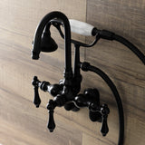 Aqua Vintage Three-Handle 2-Hole Tub Wall Mount Clawfoot Tub Faucet with Hand Shower