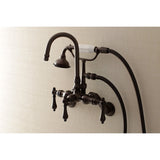 Aqua Vintage Three-Handle 2-Hole Tub Wall Mount Clawfoot Tub Faucet with Hand Shower