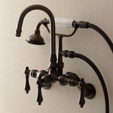 Aqua Vintage Three-Handle 2-Hole Tub Wall Mount Clawfoot Tub Faucet with Hand Shower