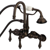Aqua Vintage Three-Handle 2-Hole Tub Wall Mount Clawfoot Tub Faucet with Hand Shower