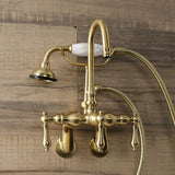 Aqua Vintage Three-Handle 2-Hole Tub Wall Mount Clawfoot Tub Faucet with Hand Shower