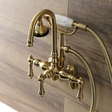 Aqua Vintage Three-Handle 2-Hole Tub Wall Mount Clawfoot Tub Faucet with Hand Shower
