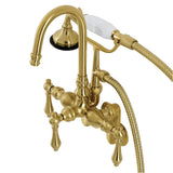 Aqua Vintage Three-Handle 2-Hole Tub Wall Mount Clawfoot Tub Faucet with Hand Shower