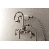 Aqua Vintage Three-Handle 2-Hole Tub Wall Mount Clawfoot Tub Faucet with Hand Shower