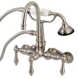 Aqua Vintage Three-Handle 2-Hole Tub Wall Mount Clawfoot Tub Faucet with Hand Shower