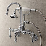 Aqua Vintage Three-Handle 2-Hole Tub Wall Mount Clawfoot Tub Faucet with Hand Shower