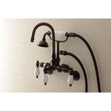 Aqua Vintage Three-Handle 2-Hole Tub Wall Mount Clawfoot Tub Faucet with Hand Shower