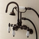 Aqua Vintage Three-Handle 2-Hole Tub Wall Mount Clawfoot Tub Faucet with Hand Shower