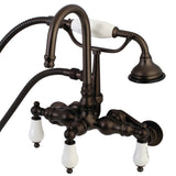 Aqua Vintage Three-Handle 2-Hole Tub Wall Mount Clawfoot Tub Faucet with Hand Shower
