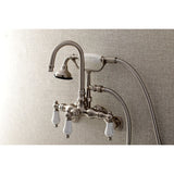Aqua Vintage Three-Handle 2-Hole Tub Wall Mount Clawfoot Tub Faucet with Hand Shower