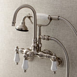 Aqua Vintage Three-Handle 2-Hole Tub Wall Mount Clawfoot Tub Faucet with Hand Shower