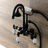Aqua Vintage Three-Handle 2-Hole Tub Wall Mount Clawfoot Tub Faucet with Hand Shower