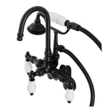 Aqua Vintage Three-Handle 2-Hole Tub Wall Mount Clawfoot Tub Faucet with Hand Shower