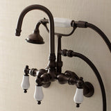 Aqua Vintage Three-Handle 2-Hole Tub Wall Mount Clawfoot Tub Faucet with Hand Shower