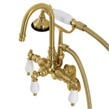Aqua Vintage Three-Handle 2-Hole Tub Wall Mount Clawfoot Tub Faucet with Hand Shower