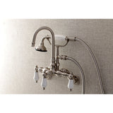 Aqua Vintage Three-Handle 2-Hole Tub Wall Mount Clawfoot Tub Faucet with Hand Shower