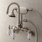 Aqua Vintage Three-Handle 2-Hole Tub Wall Mount Clawfoot Tub Faucet with Hand Shower