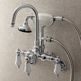 Aqua Vintage Three-Handle 2-Hole Tub Wall Mount Clawfoot Tub Faucet with Hand Shower