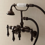 Vintage Three-Handle 2-Hole Tub Wall Mount Clawfoot Tub Faucet with Hand Shower