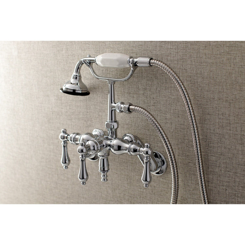 Vintage Three-Handle 2-Hole Tub Wall Mount Clawfoot Tub Faucet with Hand Shower