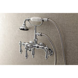 Vintage Three-Handle 2-Hole Tub Wall Mount Clawfoot Tub Faucet with Hand Shower