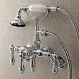 Vintage Three-Handle 2-Hole Tub Wall Mount Clawfoot Tub Faucet with Hand Shower