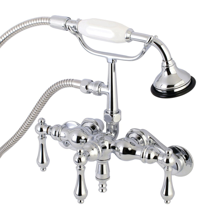 Vintage Three-Handle 2-Hole Tub Wall Mount Clawfoot Tub Faucet with Hand Shower