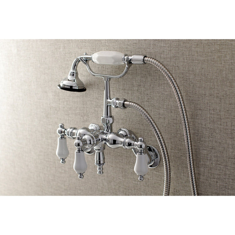 Vintage Three-Handle 2-Hole Tub Wall Mount Clawfoot Tub Faucet with Hand Shower