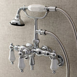 Vintage Three-Handle 2-Hole Tub Wall Mount Clawfoot Tub Faucet with Hand Shower
