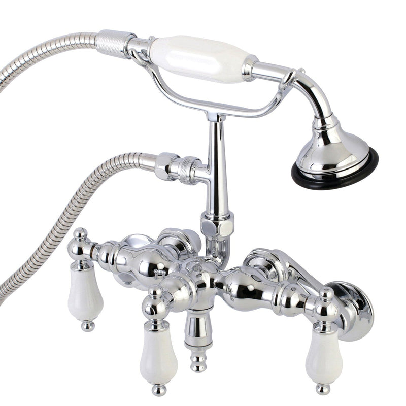 Vintage Three-Handle 2-Hole Tub Wall Mount Clawfoot Tub Faucet with Hand Shower