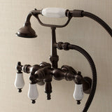 Vintage Three-Handle 2-Hole Tub Wall Mount Clawfoot Tub Faucet with Hand Shower