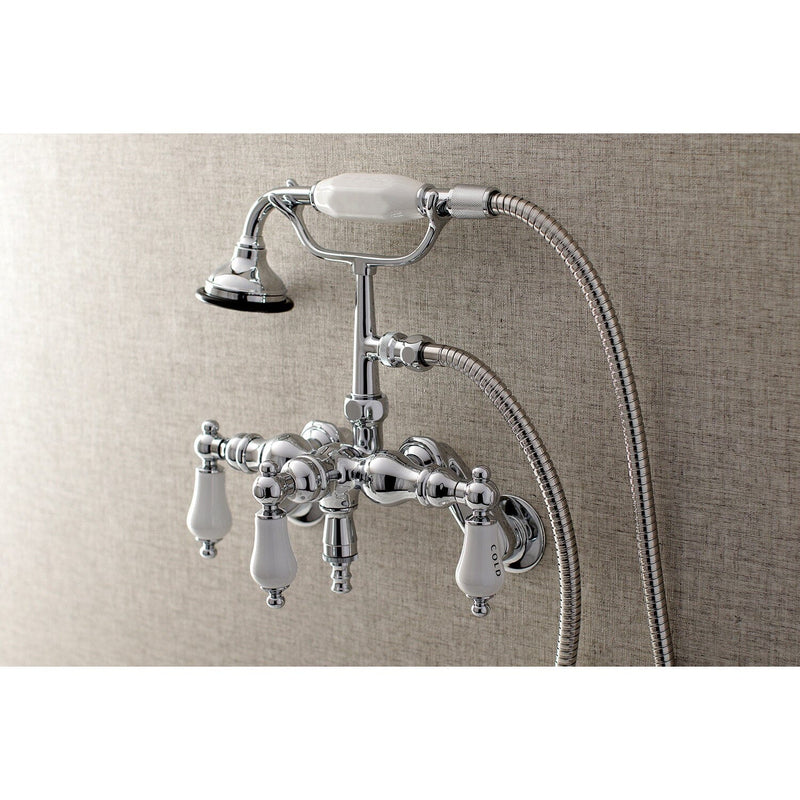 Vintage Three-Handle 2-Hole Tub Wall Mount Clawfoot Tub Faucet with Hand Shower