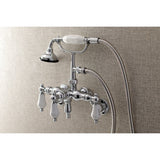 Vintage Three-Handle 2-Hole Tub Wall Mount Clawfoot Tub Faucet with Hand Shower