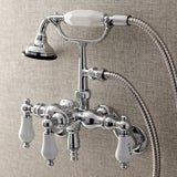 Vintage Three-Handle 2-Hole Tub Wall Mount Clawfoot Tub Faucet with Hand Shower