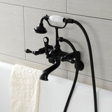 Aqua Vintage Three-Handle 2-Hole Tub Wall Mount Clawfoot Tub Faucet with Hand Shower