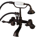 Aqua Vintage Three-Handle 2-Hole Tub Wall Mount Clawfoot Tub Faucet with Hand Shower