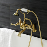 Aqua Vintage Three-Handle 2-Hole Tub Wall Mount Clawfoot Tub Faucet with Hand Shower