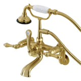 Aqua Vintage Three-Handle 2-Hole Tub Wall Mount Clawfoot Tub Faucet with Hand Shower