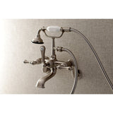 Aqua Vintage Three-Handle 2-Hole Tub Wall Mount Clawfoot Tub Faucet with Hand Shower