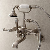 Aqua Vintage Three-Handle 2-Hole Tub Wall Mount Clawfoot Tub Faucet with Hand Shower